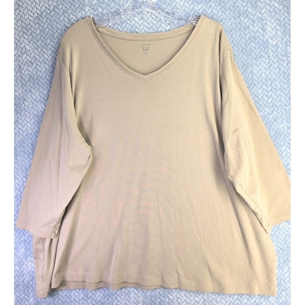 Kim Rogers Perfectly Soft V-Neck 3/4 Sleeve Top Shirt Womens Size 3X Minimalist